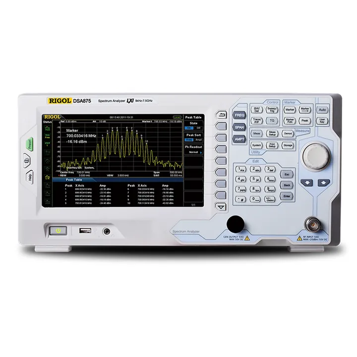 RIGOL DSA875 7.5 GHz Spectrum Analyzer, front view (DSA800 Series shown)