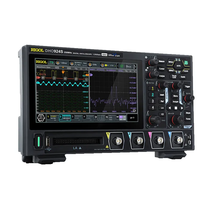 RIGOL DHO914S 125 MHz 4-Channel 12-bit Mixed Signal Oscilloscope, right view (DHO924 shown)