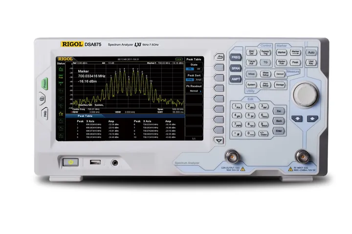 RIGOL DSA875-TG 7.5 GHz Spectrum Analyzer with Tracking Generator, front view