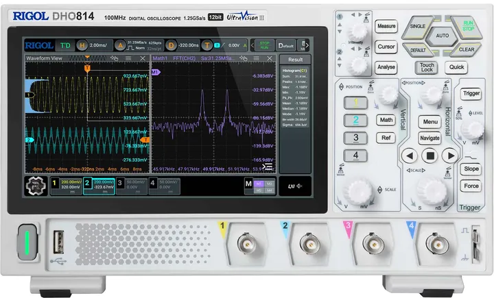 RIGOL DHO804 70 MHz 4-Channel 12-bit Digital Oscilloscope, product view (DHO800 Series shown)