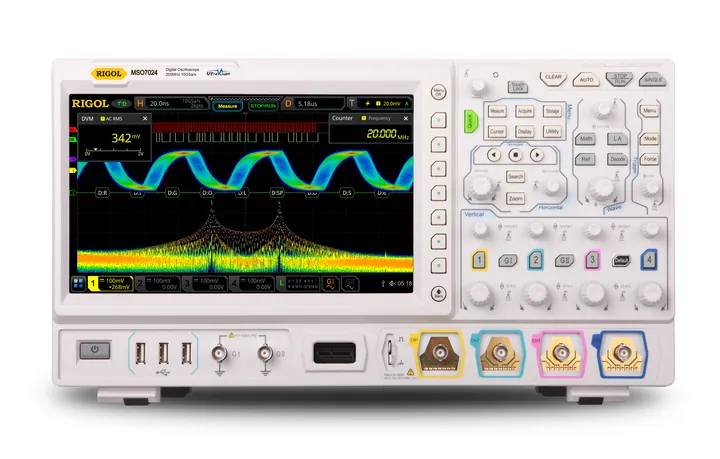 RIGOL MSO7024 200 MHz 4-Channel Mixed Signal Oscilloscope, front view