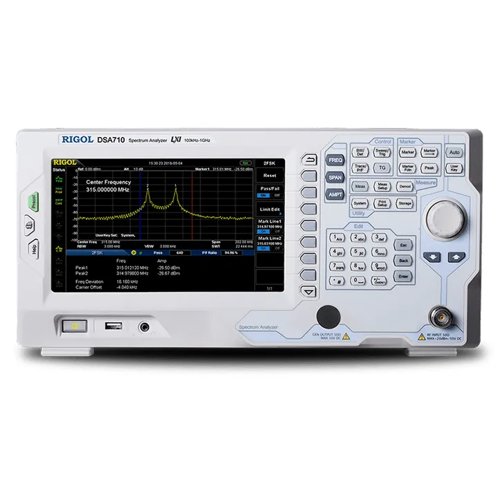 RIGOL DSA705 500 MHz Spectrum Analyzer, front view (DSA700 Series shown)