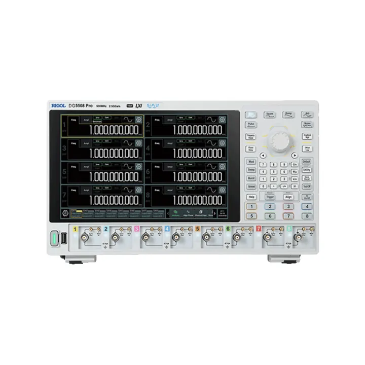 RIGOL DG5352 Pro 350 MHz 2-Channel Arbitrary Waveform Generator, front view (DG5508 Pro shown)