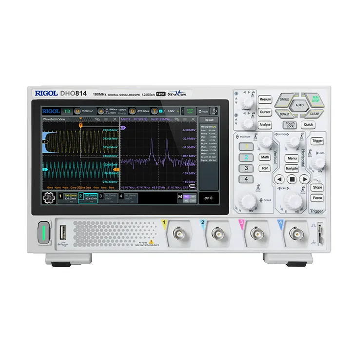 RIGOL DHO804 70 MHz 4-Channel 12-bit Digital Oscilloscope, front view (DHO800 Series shown)