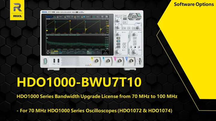 RIGOL DHO1000-BWU7T10 Series Bandwidth Upgrade License from 70 MHz to 100 MHz, front view