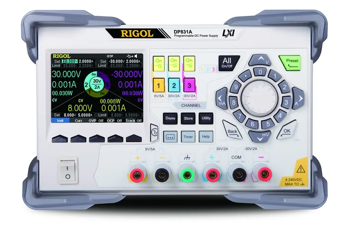 RIGOL DP831A 160 W 3-Channel Programmable DC Power Supply, front view