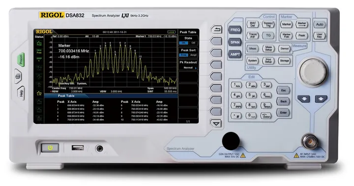 RIGOL DSA832 3.2 GHz Spectrum Analyzer, front view