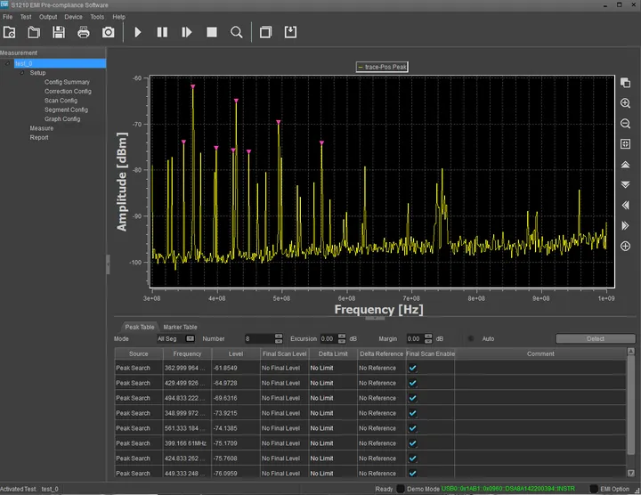 RIGOL S1210 EMI Pre-Compliance Software, front view