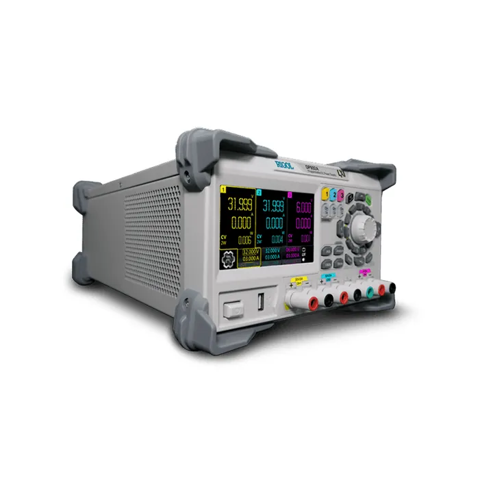 RIGOL DP932E 198 W 3-Channel Programmable DC Power Supply, left view (DP900 Series shown)