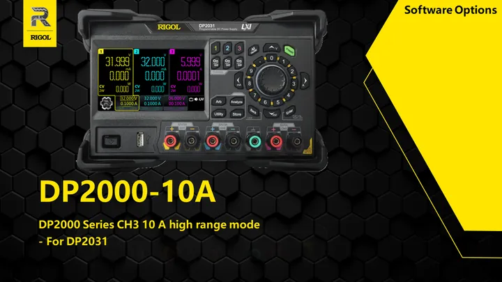 RIGOL DP2000-10A CH3 10 A high range mode, front view