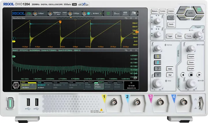 RIGOL DHO1102 100 MHz 2-Channel 12-bit Digital Oscilloscope, product view (DHO1000 Series shown)