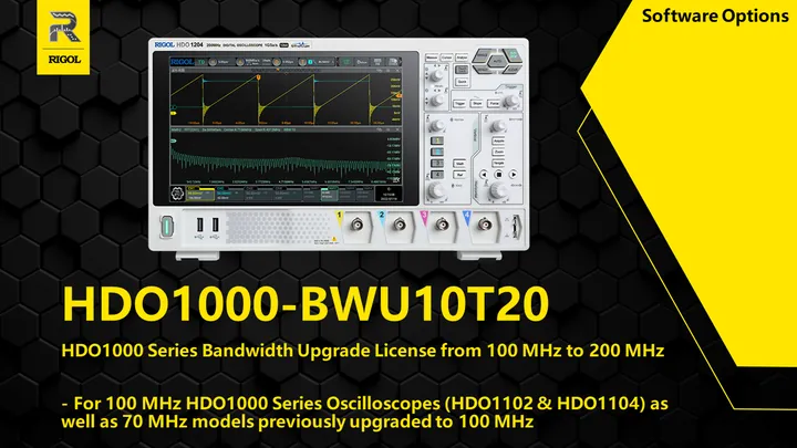 RIGOL DHO1000-BWU10T20 Series Bandwidth Upgrade License from 100 MHz to 200 MHz, front view