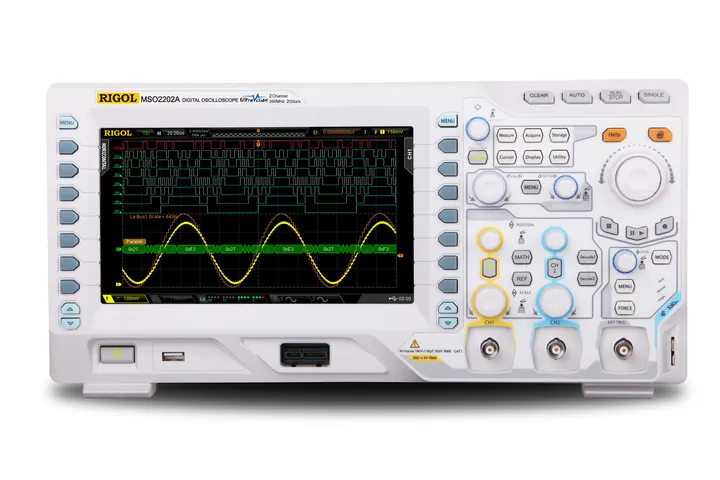 RIGOL MSO2202A 200 MHz 2-Channel Mixed Signal Oscilloscope, front view